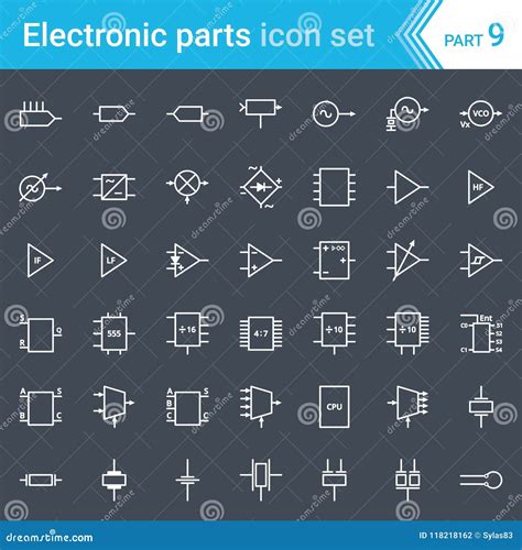 Electric And Electronic Icons, Electric Diagram Symbols. Circuitry ...