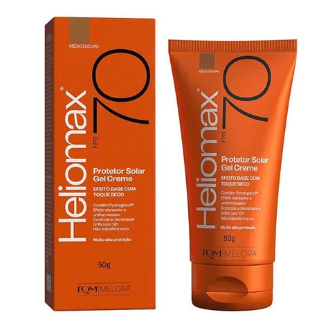 Melora Heliomax Protetor Solar Gel Creme Facial Fps 70 Tom Médio Escuro