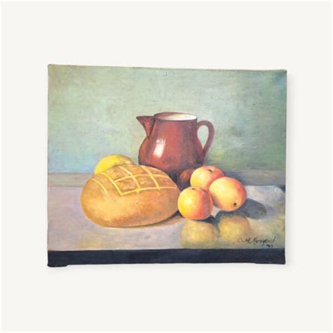 Tableau Huile Sur Toile Nature Morte Aux Fruits Coucou Retro