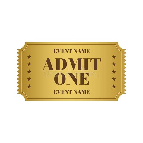 Vector Golden Ticket Template Admit One Stock Illustration