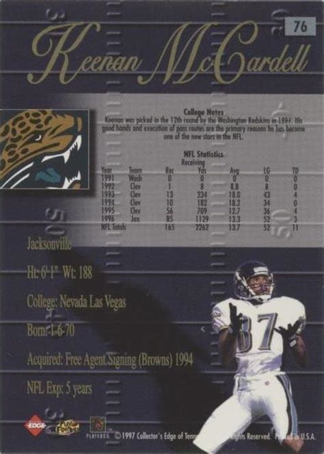 1998 Collector S Edge Advantage Keenan McCardell 76 For Sale EBay