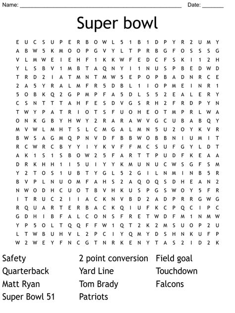 Super Bowl Word Search Puzzles