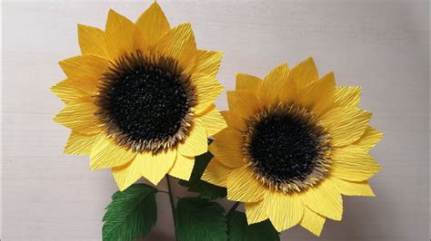 How To Make A Sunflower Using Crepe Paper Paper Flower Crepe Paper Idea Youtube