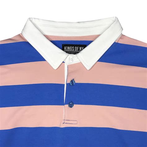 Pink And Blue Striped Mens Long Sleeve Rugby Shirt Kings Of Ny