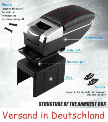 Mittelarmlehne Mit Staufach Armlehne Kunstleder Schwarz Auto Universal
