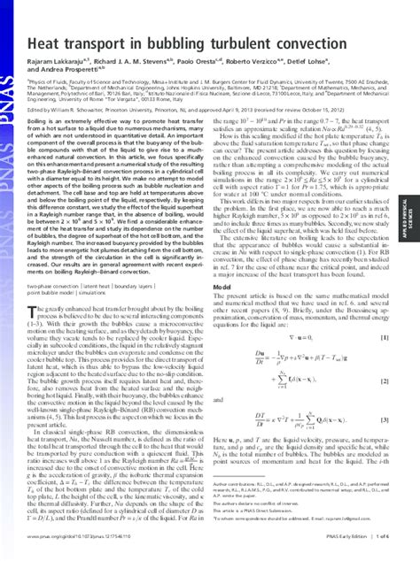 Pdf Heat Transport In Bubbling Turbulent Convection Paolo Oresta