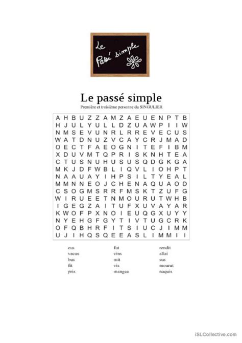 8 Passé Simple Français FLE fiches pedagogiques pdf doc