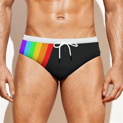 Rainbow Swimsuit Pride Flag Black Swimwear Pride Swimsuit Swim Briefs Gay Briefs Etsy