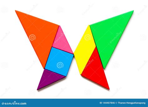 Color Wood Tangram in Butterfly Shape on White Background Stock Photo ...