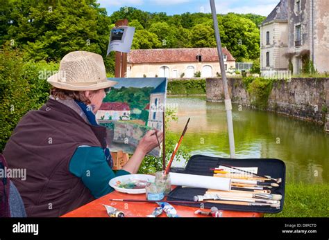 Outdoor Amateur Artist Painter At Work France Stock Photo Alamy