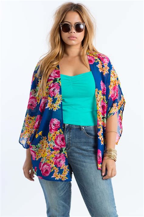 Womens Plus Size Kimonos Electric Floral Kimono Plus Size Outfits