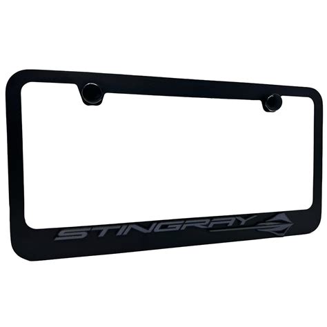 C Corvette Stingray License Plate Frame Black With Black C Stingray