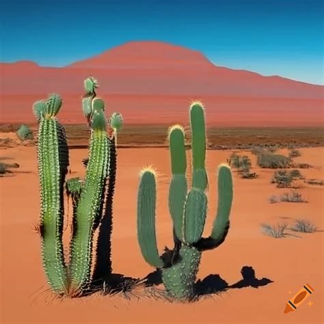 Cactus Filled Desert Landscape On Craiyon