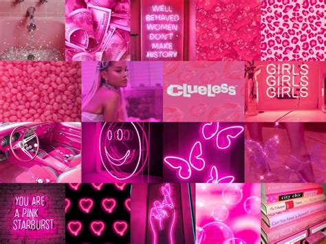 Hot Bright Neon Pink Aesthetic Girl Power Digital Download Etsy