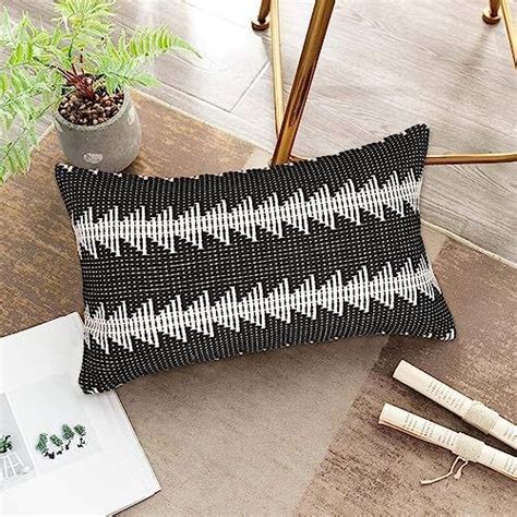 Sungea Farmhouse Black And White Lumbar Throw Pillow Cover X Inches