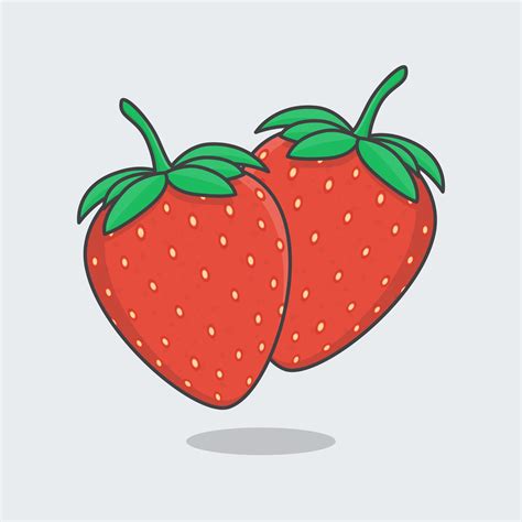 Strawberry Cartoon Vector Illustration. Fresh Strawberry Flat Icon Outline. Strawberry 28336632 ...