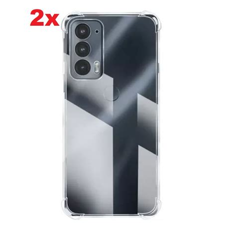 2x Capas Capinha Case Anti Shock Transparente Para Motorola Moto Edge