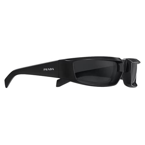 Prada Prada Runway Rectangular Sunglasses Black Slate Gray