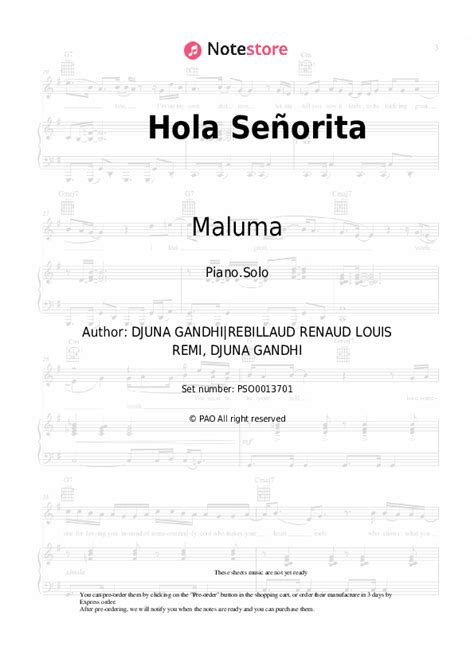 GIMS (Maître Gims), Maluma - Hola Senorita piano sheet music in Note ...