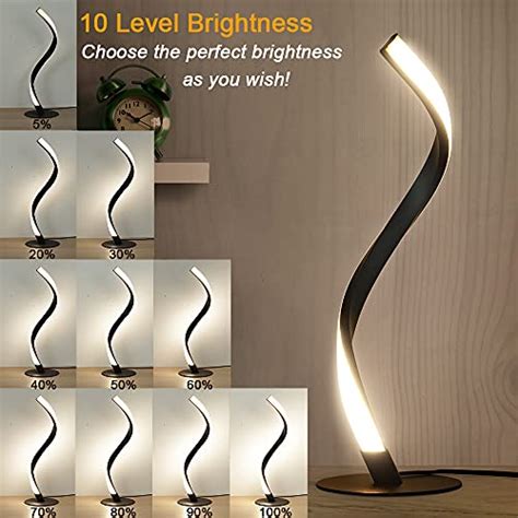 BOHON Modern Table Lamp Spiral LED Nightstand Lamps 3 Color Modes 10