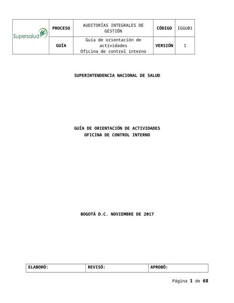 Docx Orientaci N De Actividades Oficina De Control Internola