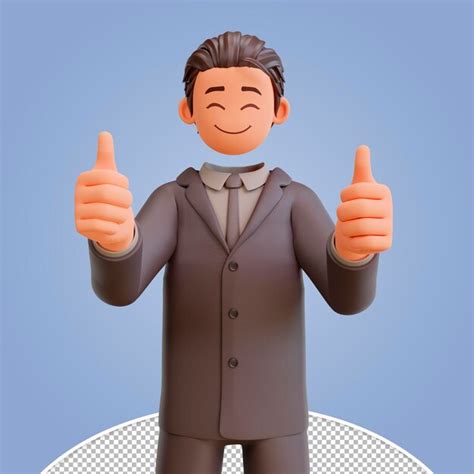 Premium PSD 3d Render Bussinesman Showing Thumbs Up