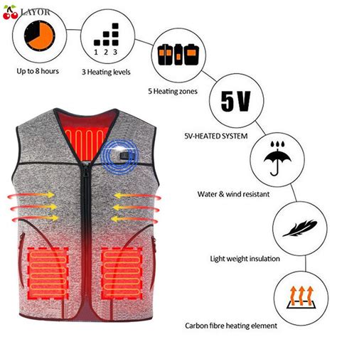 Layor Men Women Heated Vest Usb Warmer Cloth Heating Waistcoats Winter