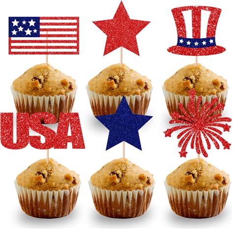 Amazon 4th Of July Cupcake Toppers Independence Day Cupcake