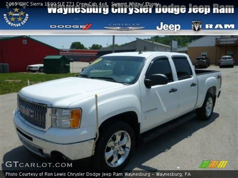 Summit White 2009 Gmc Sierra 1500 Sle Z71 Crew Cab 4x4 Ebony