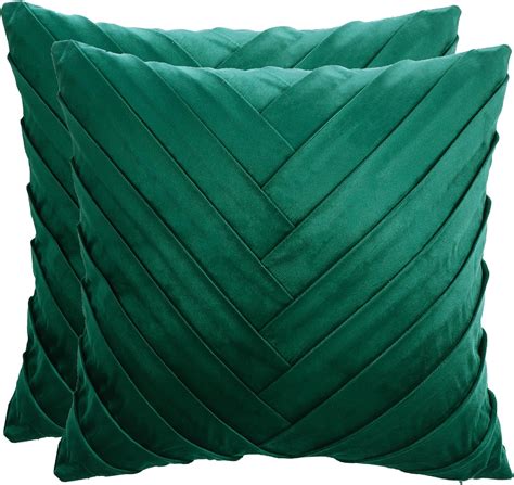 Tosleo Christmas Green Velvet Throw Pillow Covers 18x18 Inch Pack Of 2 Decorative