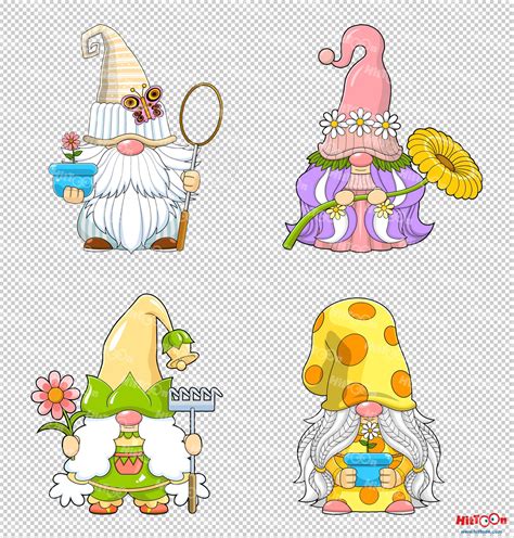 Cute Spring Gnomes Cartoon Characters By HitToon | TheHungryJPEG