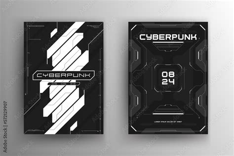 Set of Cyberpunk futuristic poster. Modern cyberpunk design for web and print template. Tech ...