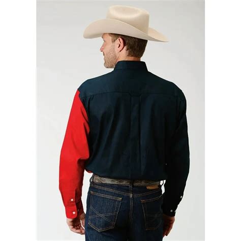 Roper Mens Shirt Texas Flag Long Sleeve Billys Western Wear