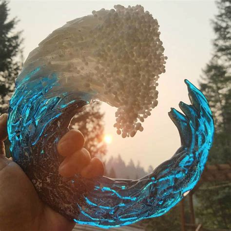 3d Ocean Wave Ashes Infused Glass Cremation Memorial Art Etsy