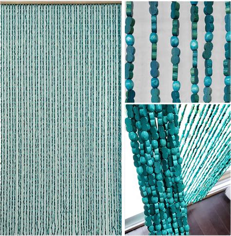 BeadedString Wood Bamboo Beaded Curtain 45 Strands 77 High 35 5 Wide