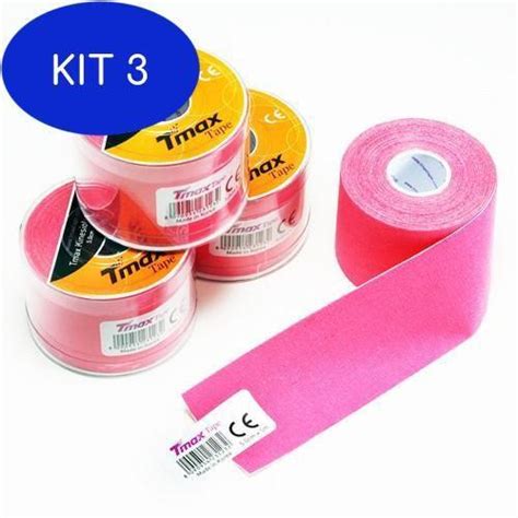 Kit 3 Fita de kinésio tmax Bioland Bandagem Elástica Fita de