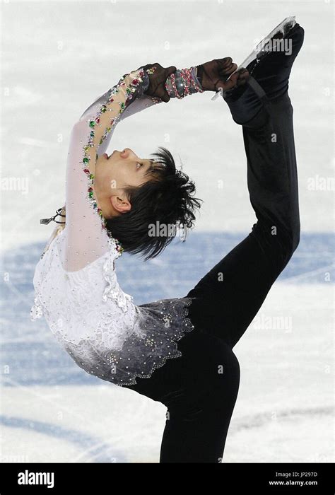 SOCHI Russia Japan S Yuzuru Hanyu Performs The Biellmann Spin During