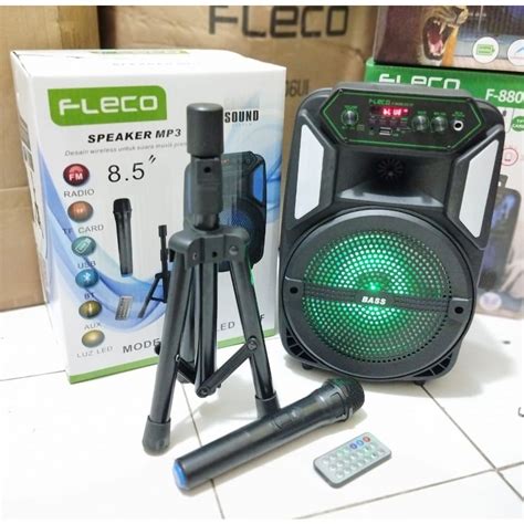 Jual Speaker Bluetooth FLECO X BASS F 8606LED KF 8 5 Inchi Free Tripod