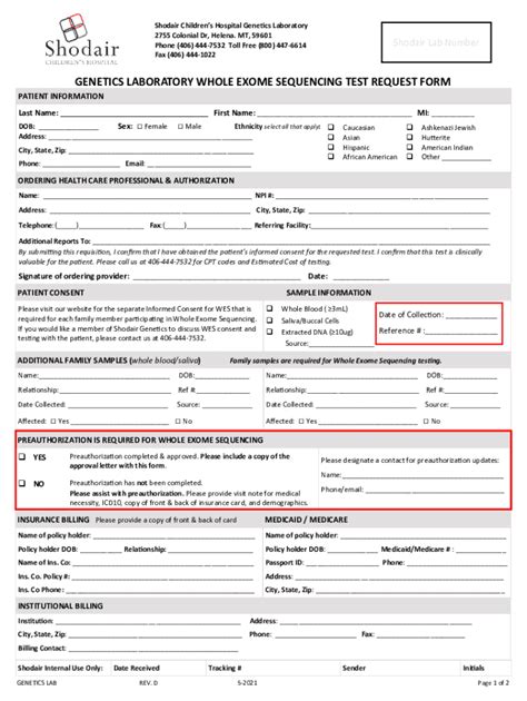 Fillable Online Whole Exome Sequencing Test Request Form Fax Email