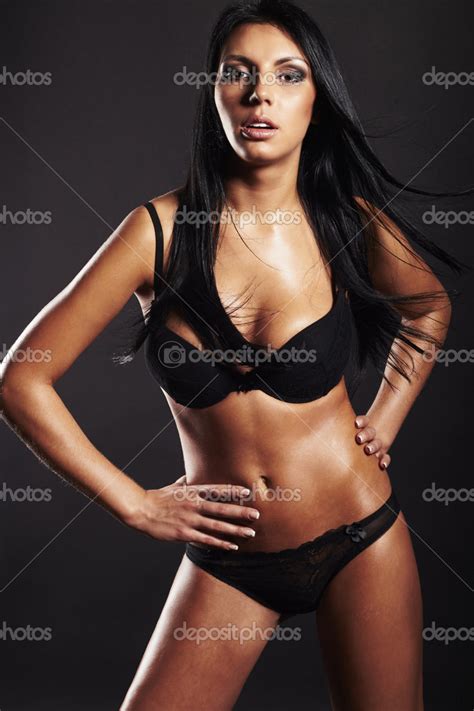 Beauty Brunette Sport Woman In The Lingerie Stock Photo By