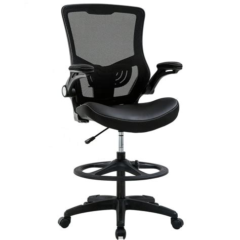 Drafting Chair Ergonomic Tall Office Chair with Flip Up Arms Foot Rest ...