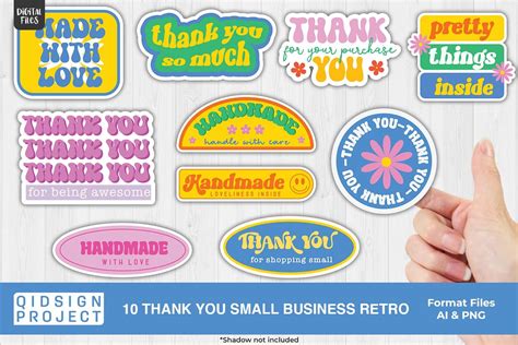 10 Thank You Packaging Stickers Retro Graphic by qidsign project ...