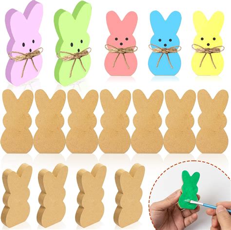 Amazon Yalikop 20 Pieces Easter Unfinished Wood Bunny Cutouts With