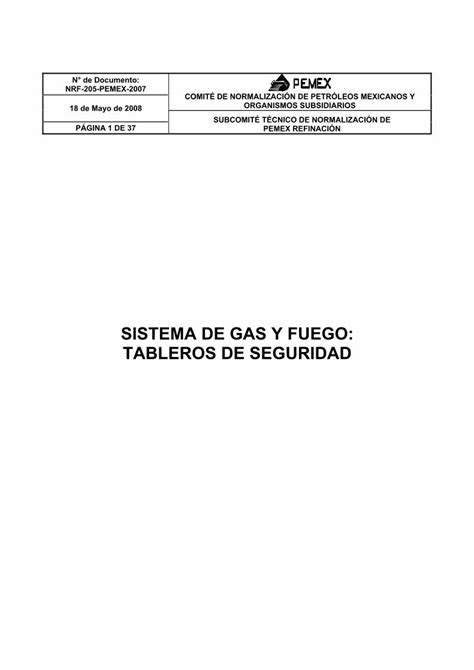 PDF NRF 205 PEMEX 2008 F SISTEMA DE GAS Y FUEGO TABLEROS DE SEGURIDAD