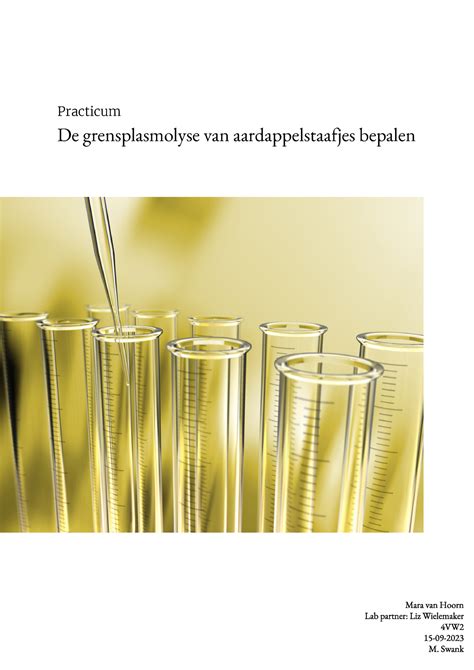 Biologie Verslag Practicum De Grensplasmolyse Van Aardappelstaafjes