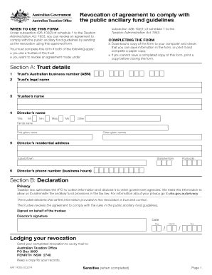 Fillable Online Ato Gov Revocation Of Agreement To Comply With Fax