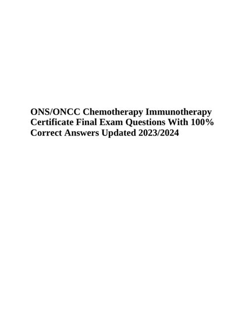 Ons Oncc Chemotherapy Immunotherapy Final Exam Questions With