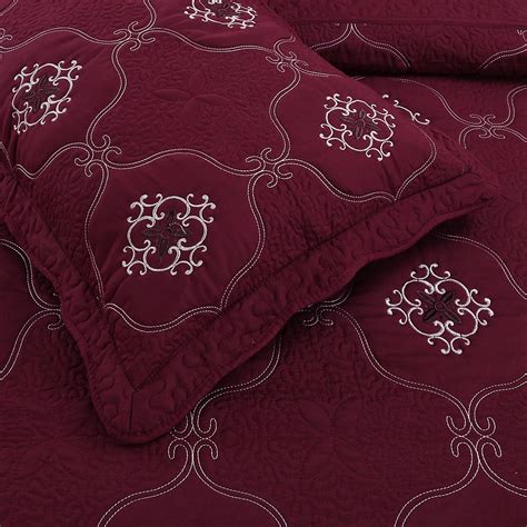 Marcielo 3 Piece Quilted Embroidery Bedspread Set Comfort Cotton Cal