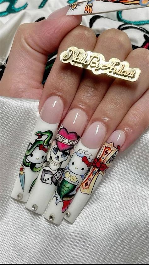 Ed Hardy X Hello Kitty Nails 😻🤌🏼 Stylish Nails Hello Kitty Nails