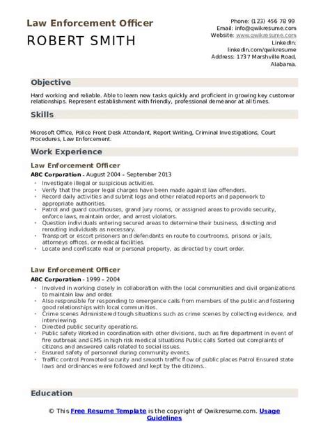 Police Officer Resume Template Free We Have Attached Below A Police